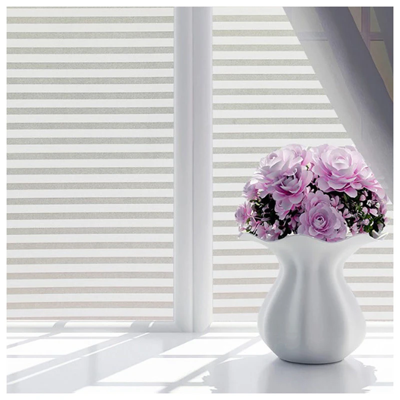 

Practical Bedroom Bathroom Home Waterproof Glass Window Privacy Film Sticker PVC Frosted White stripes,white
