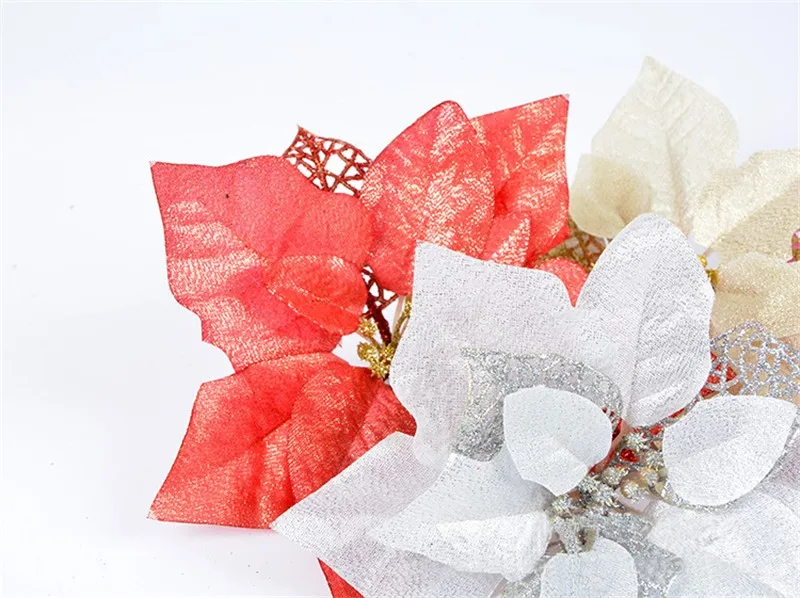 HAOCHU 5 шт./партия 22 см полые пластиковые рождественские цветы искусственные поддельные цветы для веселой Новогодняя вечеринка украшения