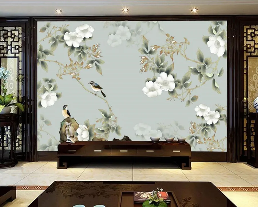 

Custom 3d wallpaper mural,Chinese style flower and bird wallpaper,restaurant living room bedroom sofa tv wall papel de parede