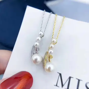 

925 Sterling Silver Pendant Component Findings Settings Women's Parts for Oyster Edison Pearl Coral Jade Beads Stones