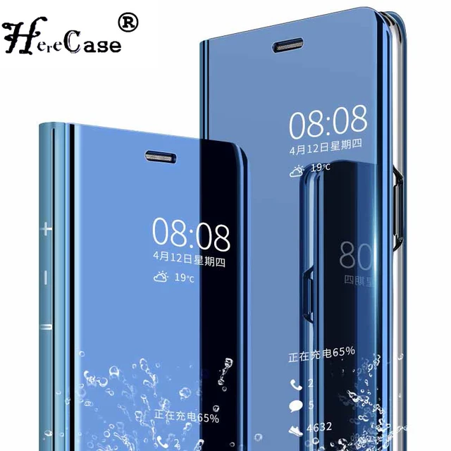 US $4.15 Flip Leather telefon Cover For Huawei p20 p20pro p20lite Smart Mirror Mobile phone Case fashion pho