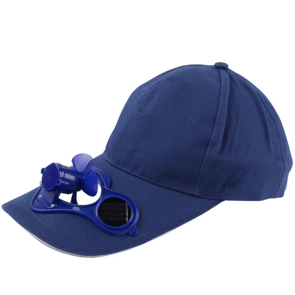 Походная Кепка с солнечным питанием вентилятор бейсбольная шляпа охлаждающая Кепка с вентилятором зарядка солнечное зарядное устройство 30*20*12 см - Цвет: Синий