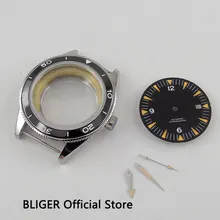 Новейшая мода 41 мм BLIGER черный керамический ободок чехол для часов+ светящиеся стрелки+ черный циферблат fit eta 2836 Движение сапфировое стекло