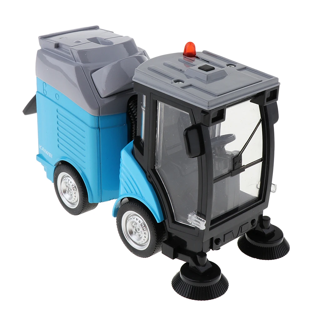 Street Sweeper Diecast Alloy Figure Vehicles Toy Car Pull-back Truck for Kids Children Pretend Play - Blue, 7 x 14.5 x 9.5cm