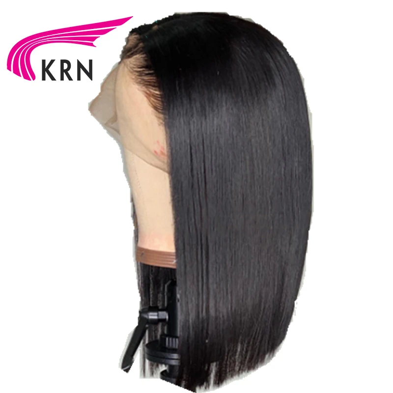 KRN Short Bob straight Wig 13x6 lace front Brazilian Human Hair Wigs remy hair With Pre Plucked Wit
