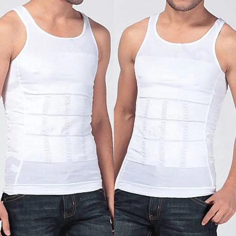 Мужской жилет для похудения, утягивающий пояс, нижняя рубашка - Цвет: Белый