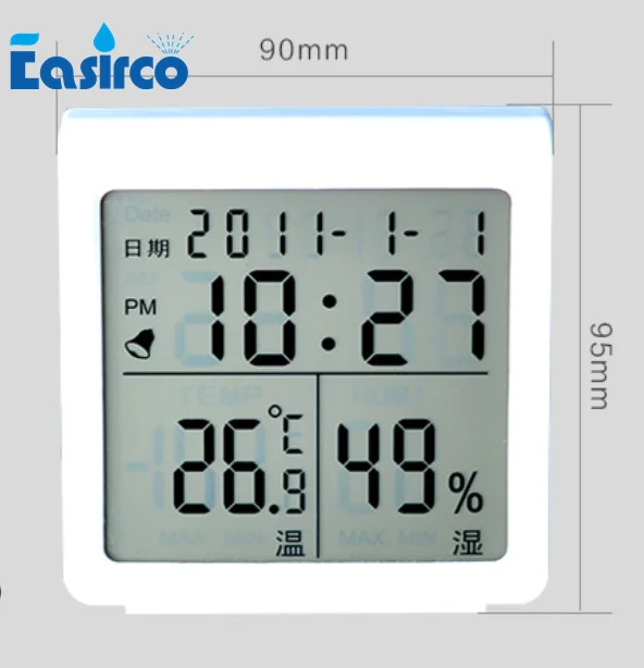 

Temperature Hygrometer with time, date, humidification , alarm clock and temperature function in one