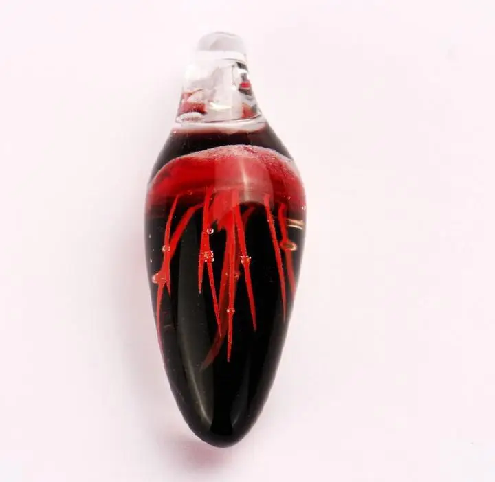 Artificial Glass Red Fashion Jellyfish with Dark Black Sea Life Glow in the Pendant | Украшения и аксессуары