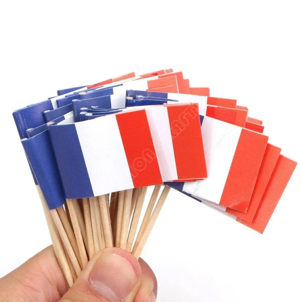 300Pcs Mini France Toothpick Flags Paper Food Picks Cake Toothpicks