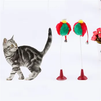 

Pets Cat Stick Toys Sucker Ball Cat Rod For Cat Catcher Teaser Toy Pet Kitten Jumping Trainning Toys with Bells Drop shipping