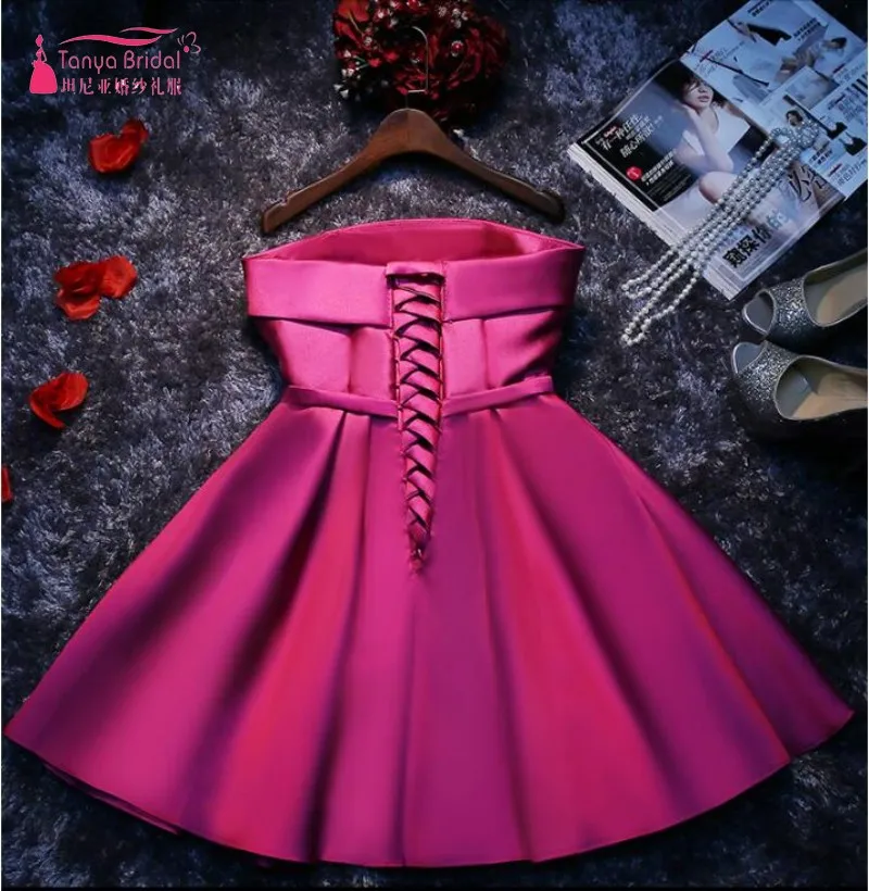 Платье для выпускного вечера A Line Sweety Выпускные платья 2017 Reap фото фуксия vestido formatura