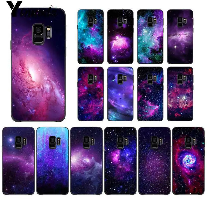 

Yinuoda Purple Space Star TPU Black Phone Case Shell for Samsung Galaxy S9 plus S7 edge S6 edge plus S5 S8 plus case