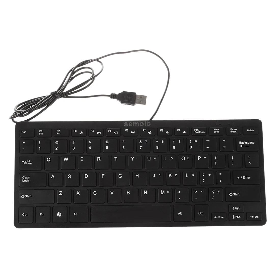 

semoic Black Ultra-thin Quiet Small Size 78 Keys Mini Multimedia USB Keyboard For Laptop PC