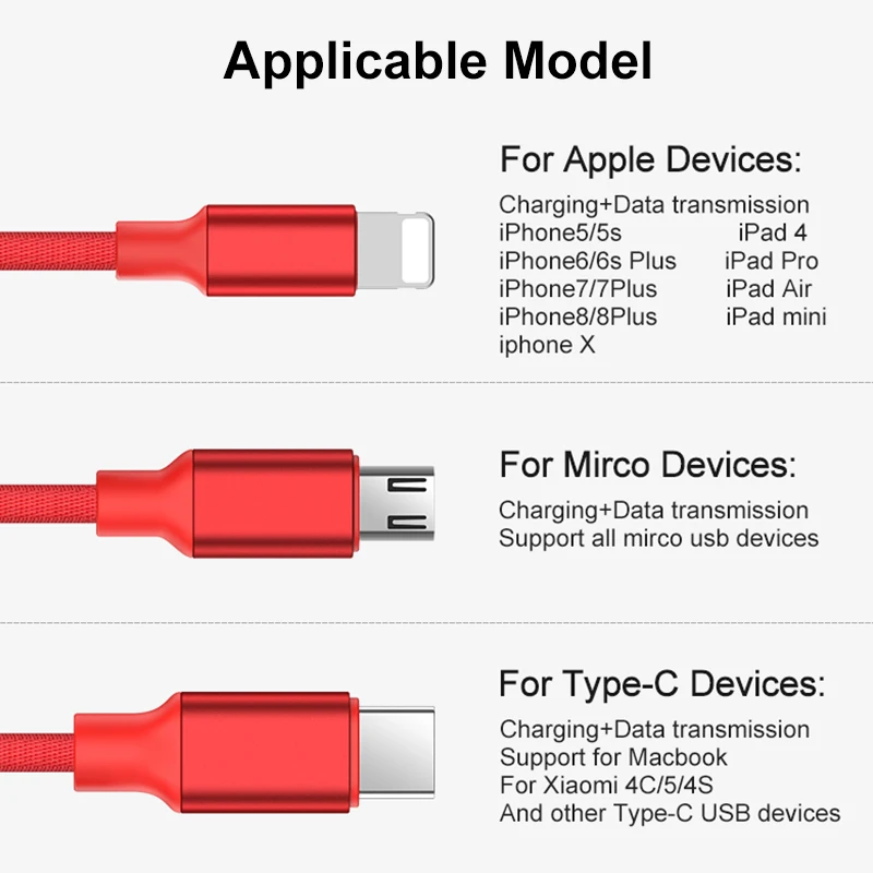 Usb кабель GUSGU 3 в 1 для iPhone 5 SE 6 7 8 X Type C быстрой зарядки Xiaomi Huawei MacBook Micro Date Android|Кабели