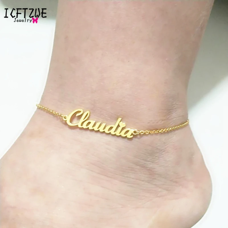 

Foot Leg Chain Dainty Pulseras Mujer Pesrsonalized Name Anklets For Women Gold Colour Pulseira Beach Jewelry Bridesmaid Gifts