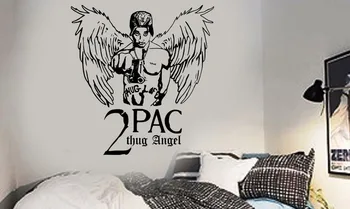 

Hot Tupac Thug Angel Rapper Hip Hop Legend DIY Wall Art Sticker/Decal Vinyl Wall Stickers For Boys Bedroom Studio Decor A232