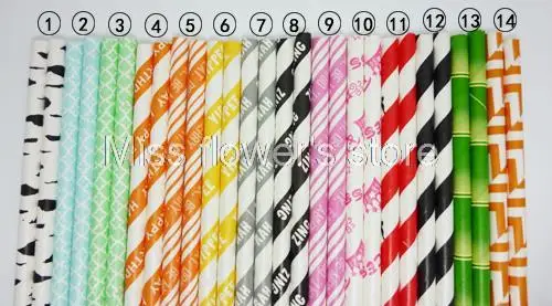 350 шт все 14 видов Красочные различные узоры соломинки бумажные соломинки для украшения дня рождения свадьбы