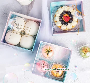 

Creative starry sky Transparent PVC Window Cookies Chocolate box, Biscuits candies Pancakes boxes pastry packaging boxes 50pcs