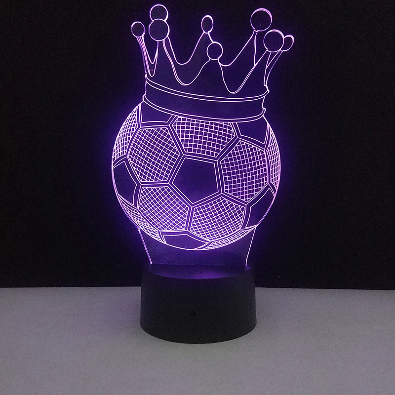 3D иллюзия светодио дный лампа Корона Футбол Ночник сенсорные настольные лампы Новинка атмосфера лампа домашний Декор Футбол Спорт фанаты