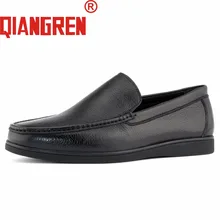 QIANGREN/мужские лоферы в военном стиле; сезон весна-осень; лоферы из натуральной кожи; повседневная обувь для офиса; черная обувь из коровьей кожи; подошва из ТПУ