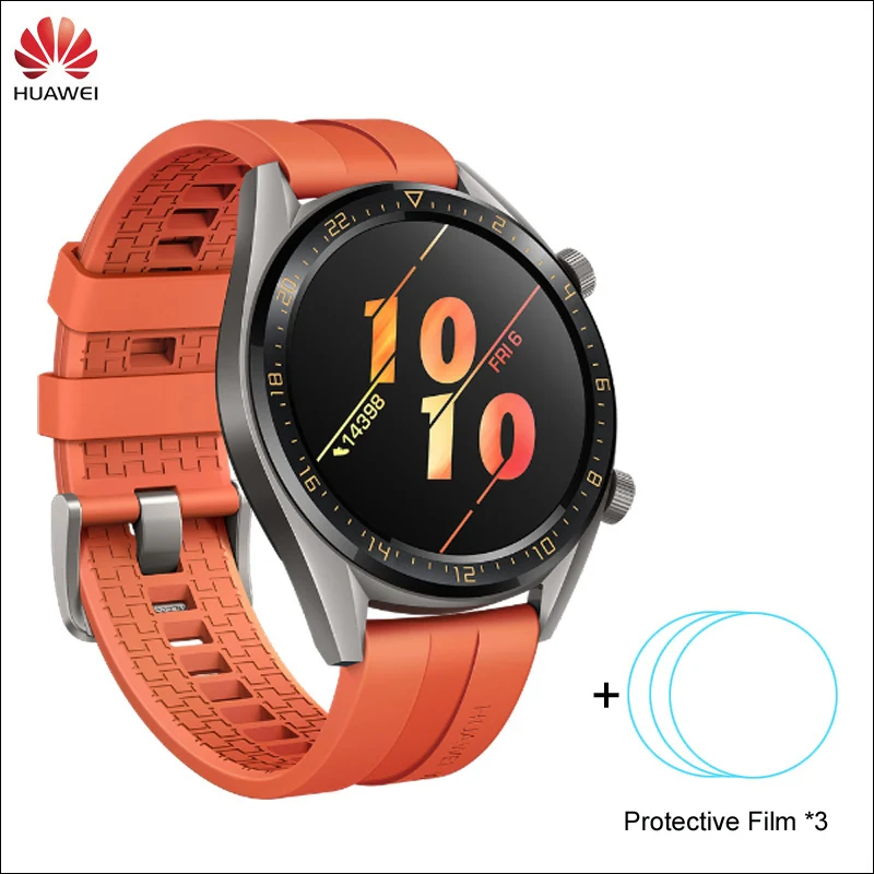 Huawei Watch GT Смарт часы Поддержка gps NFC 14 дней Срок службы батареи 5 атм водонепроницаемый телефонный Звонок трекер сердечного ритма для Android iOS - Цвет: Orange n Film