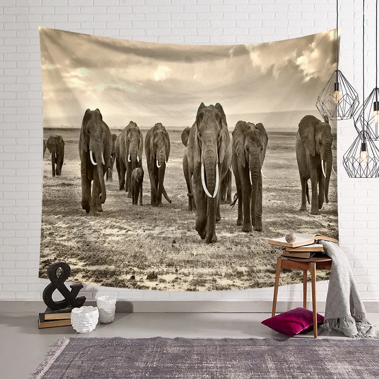 Гобелен с животными настенный слон гобелен, настенные картины большой лев гобелен накидка на мебель пляжное полотенце 200x150 см - Цвет: E