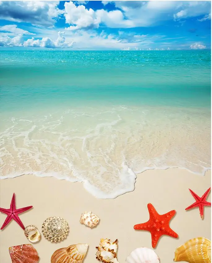 Beach 3D floor 3D wallpaper floor for living room Waterproof floor