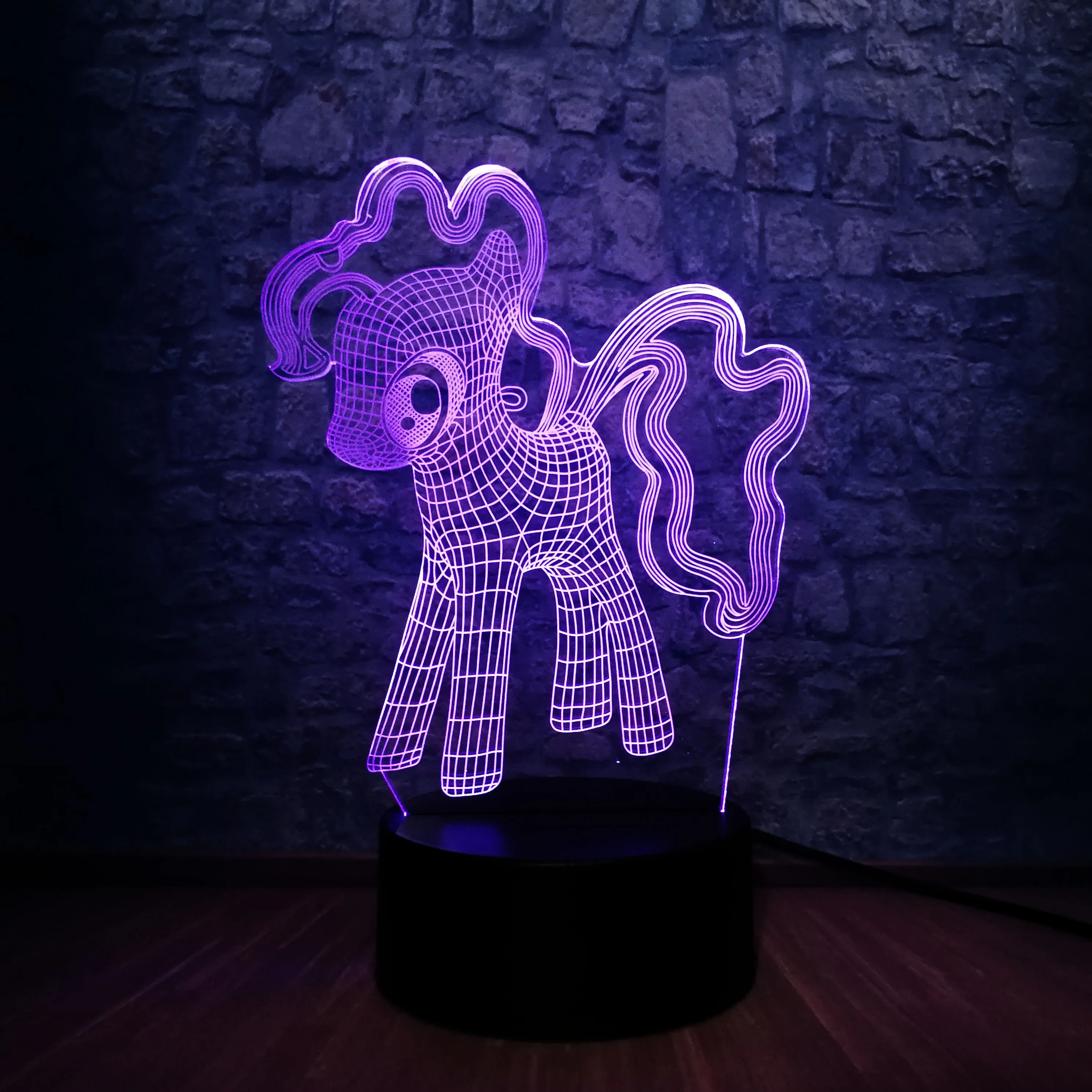 Новинка Cawaii мультяшный Lampara Ponygirl единорог 3D ночник светильник RGB многоцветный