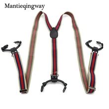 Mantieqingway полосатый Подтяжки для женщин Для мужчин эластичные 3 см Ширина эластичные Пояса из натуральной кожи ремень Подтяжки для женщин 6 Зажимы Для женщин и пуговицы брекеты пояс