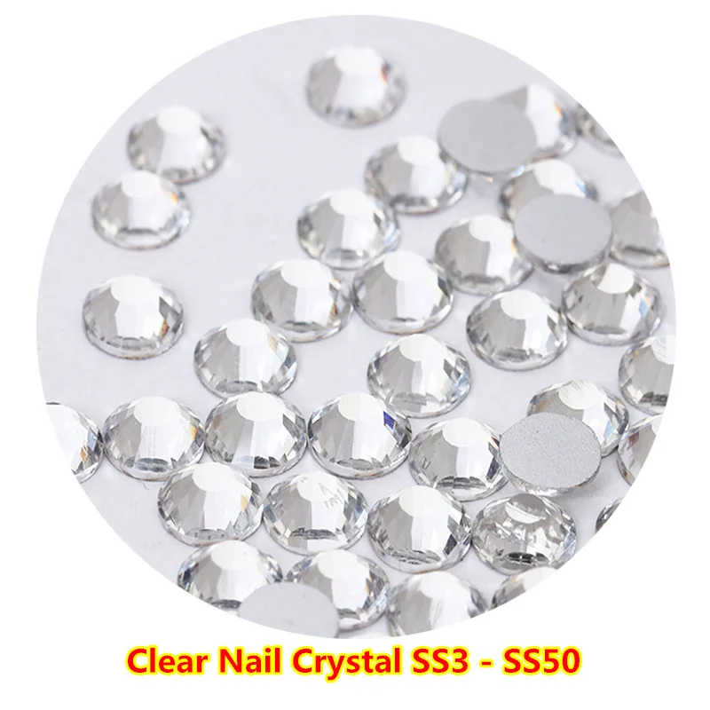 Ss3-ss50 الأزياء 3D كريستال واضح Flatback غير الإصلاح مسمار الفن حجر الراين في swarovsky مسمار ستراس ل DIY مسمار الفن الديكور