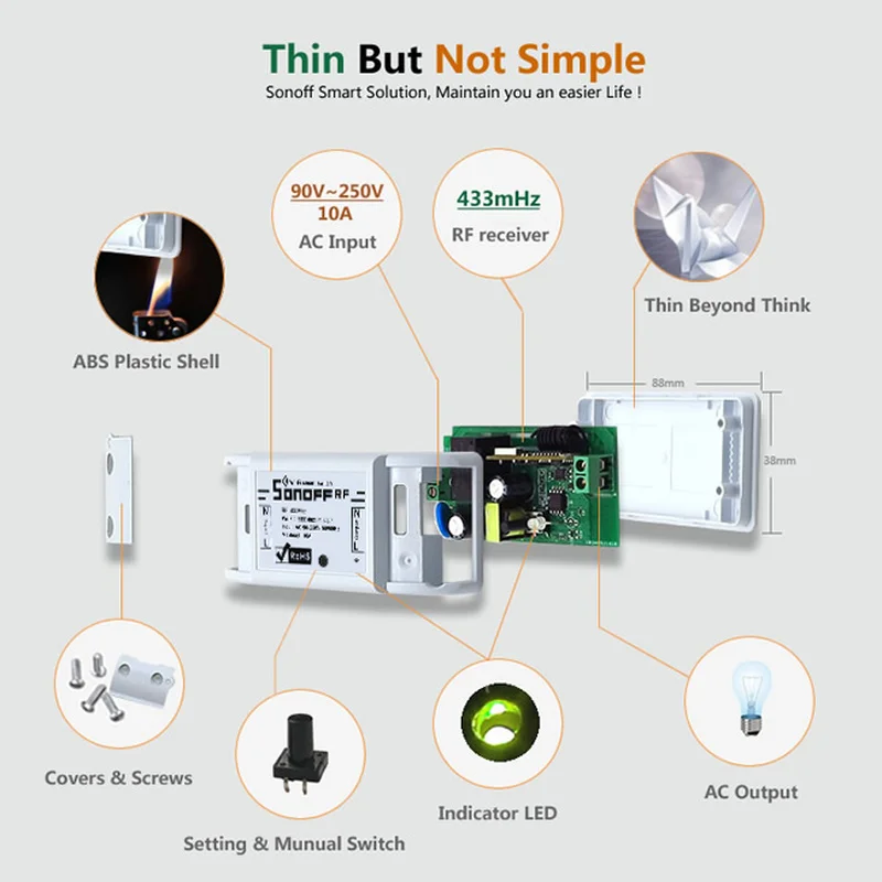 Sonoff RF 10A WiFi умный коммутатор с 433 МГц РЧ приемником модуль DIY Беспроводной Модуль Автоматизации умного дома комплект для Google Alexa