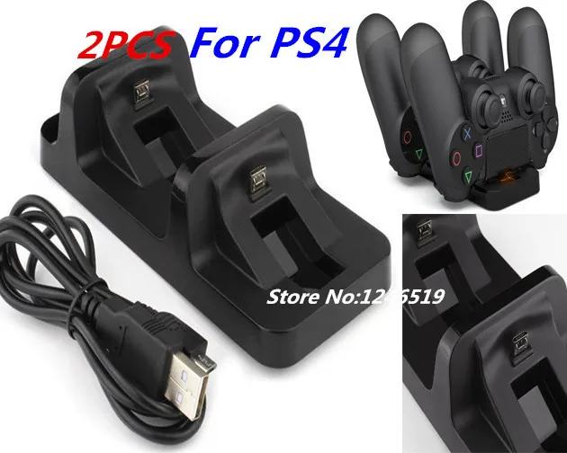 

2PCS DC 5V USB Port Dual Charging Dock Station Stand Holder Support Charger For Sony PS4 PlayStation 4 Game Wireless Controller