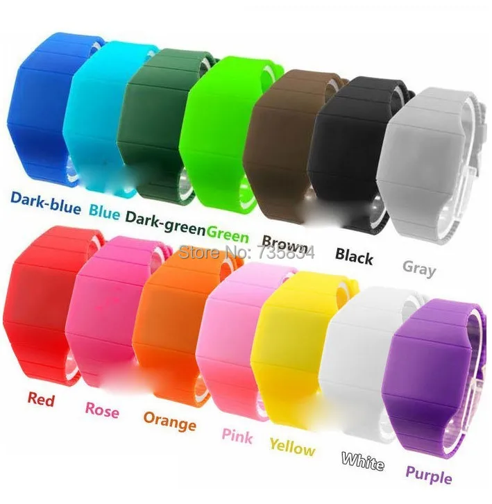 Wholesale 500pcs/lot Mix14Colors touch led watch digital rubber ultra