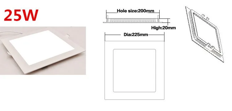 Круглый/Квадратный светодиодный панельный светильник, 3 Вт, 4 Вт, 6 Вт, 9 Вт, 12 Вт, 15 Вт, 25 Вт, светодиодный потолочный светильник, светильник для кухни, AC 85-265 в