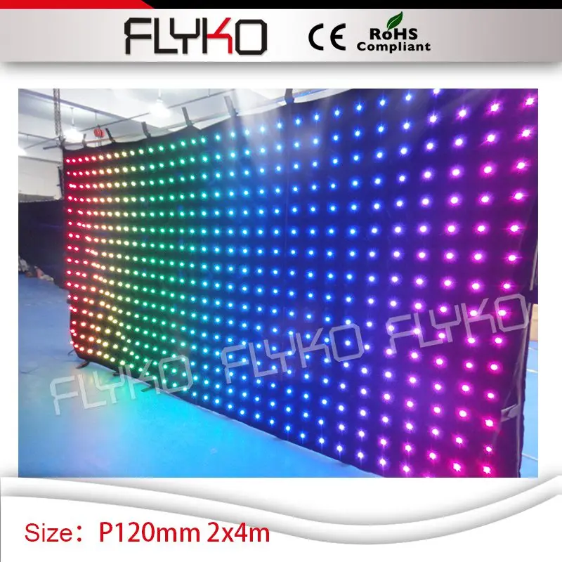 

P120mm RGB emitting color led decorative stage backdrop lighting 2mx4m video curtain led