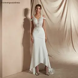 Forevergracedress реальные изображения с открытыми плечами Свадебные платья 2019 Высокая Низкая Формальные Свадебные платья Плюс Размеры