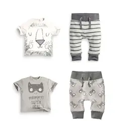 Оптовая продажа для маленьких мальчиков летняя одежда хлопковые Модные 2 шт. костюм льва Бэтмен Одежда для новорожденных комплект подарок