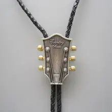 Винтажный, с серебряным покрытием Гитара музыка свадебный Галстук боло прямо с фабрики BOLOTIE-MU044SL