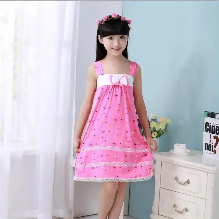 Самая дешевая Хлопковая пижама для девочек Летняя ночная рубашка с короткими рукавами для девочек простая Милая Домашняя одежда с рисунком для маленьких девочек - Color: style 1