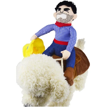 

Funny Cowboy Dog Cat Rider Christmas Costume Pet Puppy Dog Coat Clothes Dress Up