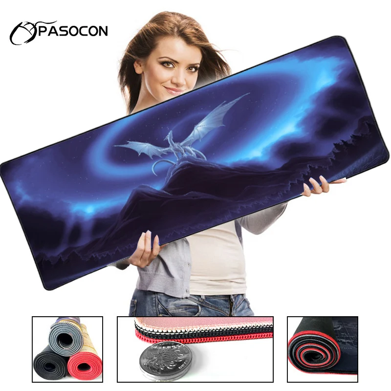 

PASOCON 80x30 cm Extended Gaming Mouse Pad Stitched Lock Edges Waterproof Rubber Mousepad pc Speed Laptop Computer Keyboad Mat