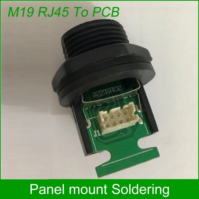

M19 RJ45 PCB Printed circuit board Connector Panel Mount Socket Ethernet Interface Network cable Straight head Solder 10 units