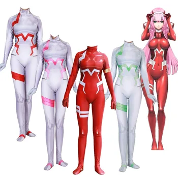 

Japanese Anime 3D Women DARLING in the FRANXX 02 Zero Two Cosplay Costume Zentai Bodysuit Suit Jumpsuits