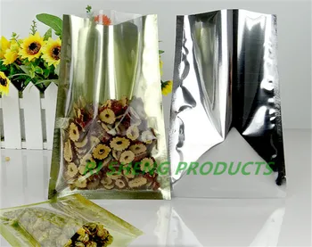 

10x15cm,Open Top plain pocket 200 x Inner Gold Translucent Plating Aluminium Bag, Front clear Foil plastic Pouches Heat sealable