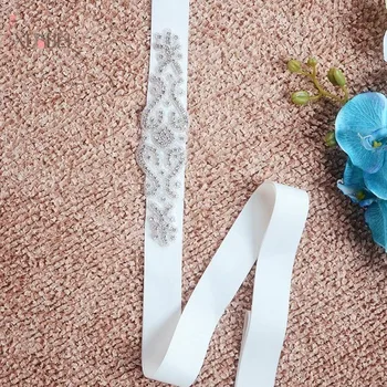 

Rhinestone Crystal Wedding Bridal Belts With Satin Ribbon Handmade Bridal Sash Wedding Dress Belt cinturon novia New