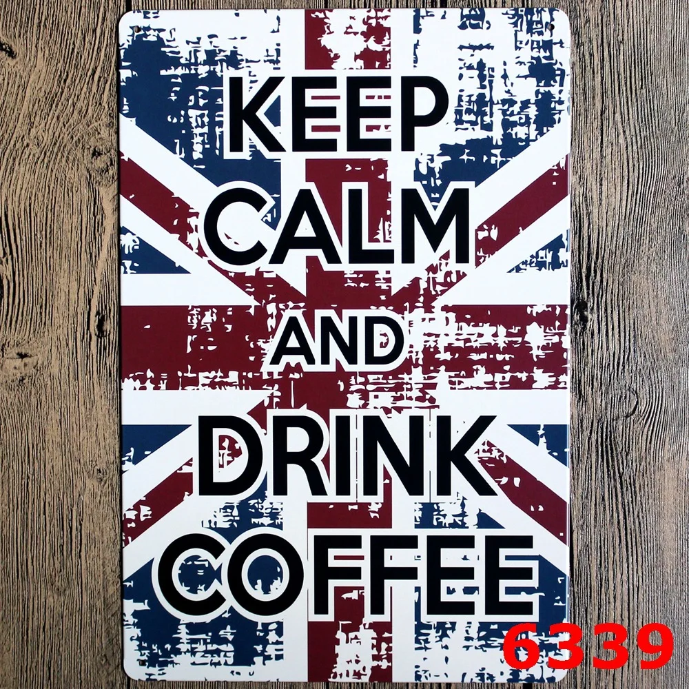 Металлическая табличка KEEP CALM AND drink coffee настенная наклейка в винтажном стиле