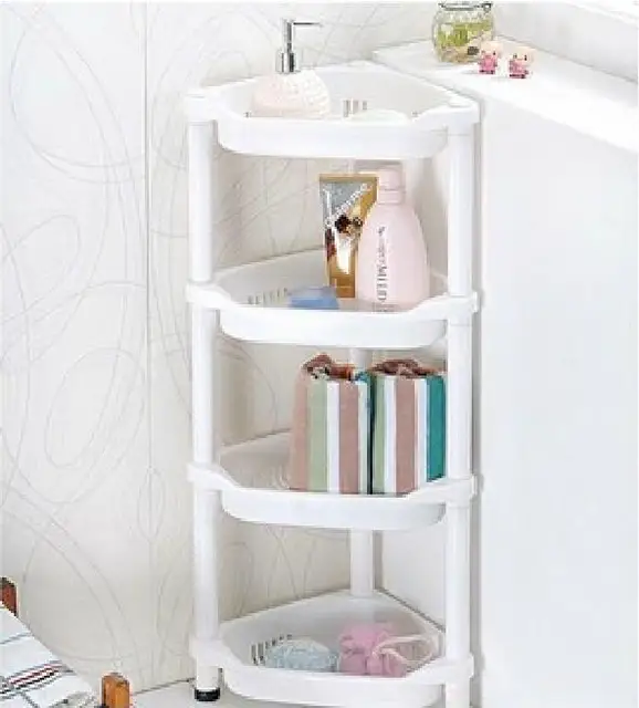 Itemship Thick Durable Floor Four Corner Shelf Bathroom Racks Itemship Thick Durable Floor Four Corner Shelf Bathroom Racks Finishing Stand Tripod
