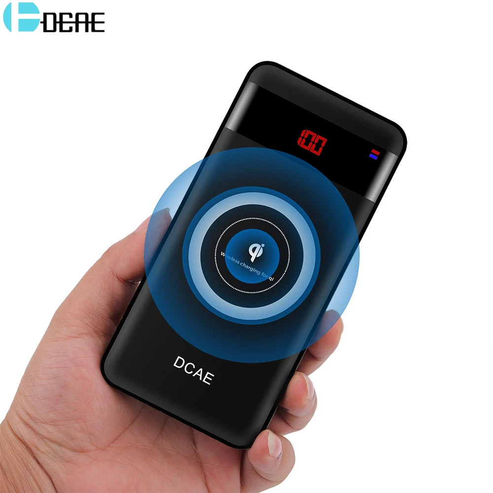 

DCAE 10000Amh Qi Wireless Charger Portable 2 USB Power Bank Fast Wireless Charging for iPhone XS Max XR X 8 Plus Samsung S9 S8