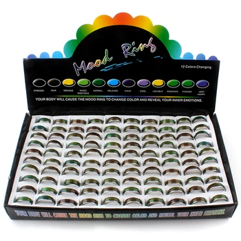 

100pcs Wholesale Change Color Mood Rings Temperature Changable Color Ring Free Shipping+Display box