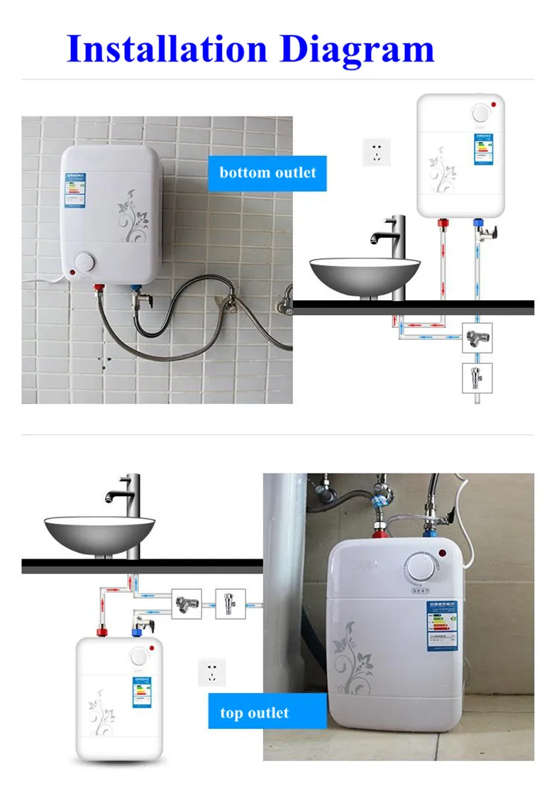 Электрический быстрый небольшой резервуар для хранения водонагреватель бытовой ванной индукционный горячий душ вертикальный тип